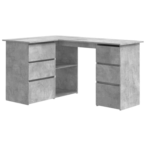 Corner Desk Concrete Grey Chipboard