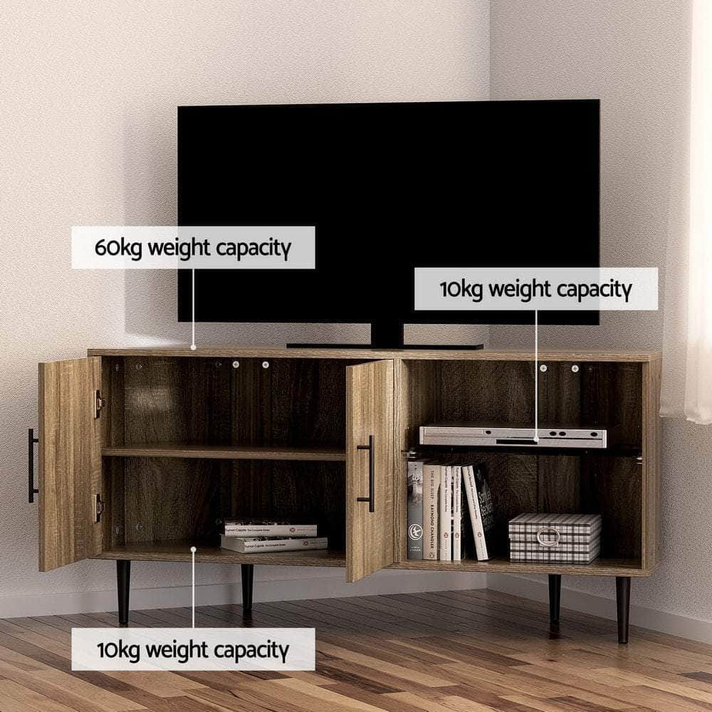 Corner Entertainment Unit Stand Tv Cabinet Open Storage Shelf 120Cm