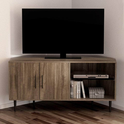 Corner Entertainment Unit Stand Tv Cabinet Open Storage Shelf 120Cm