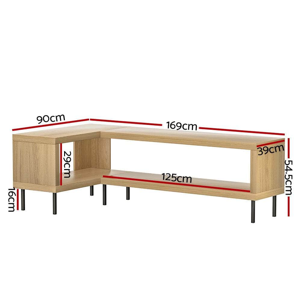 Corner Entertainment Unit Tv Cabinet Display Storage Shelf Wooden Pine