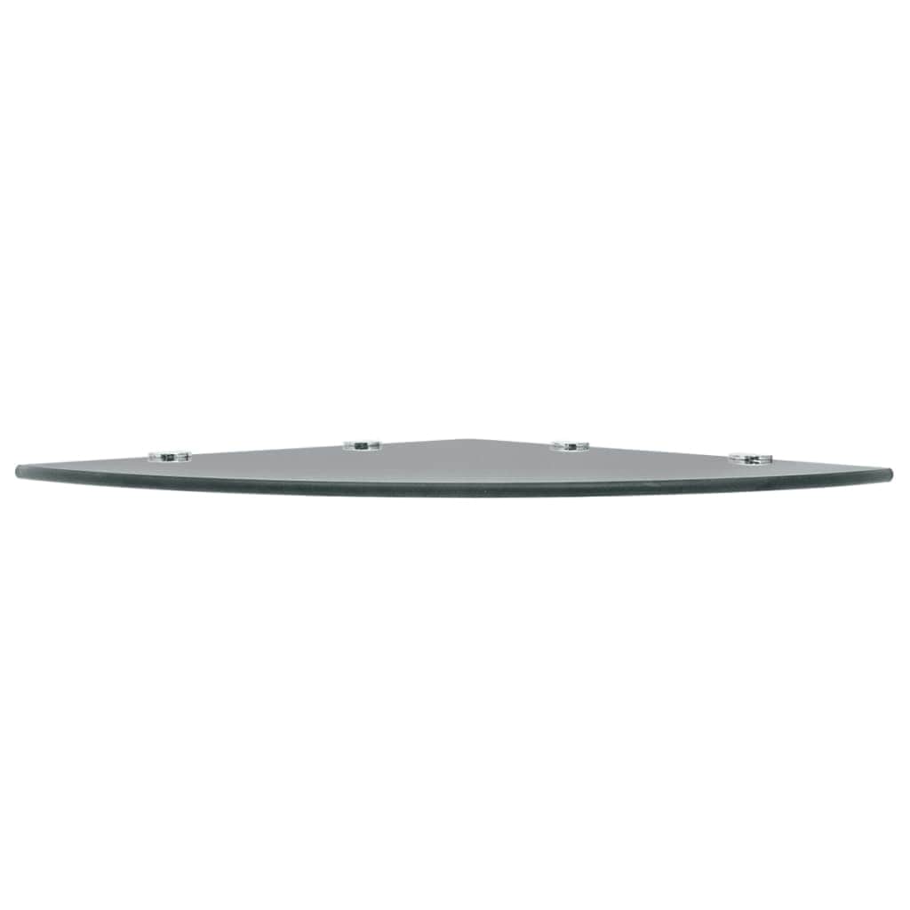 Corner Shelf with Chrome Supports Glass Black