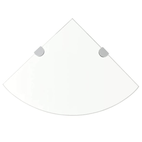 Corner Shelf with Chrome Supports Glass Clear