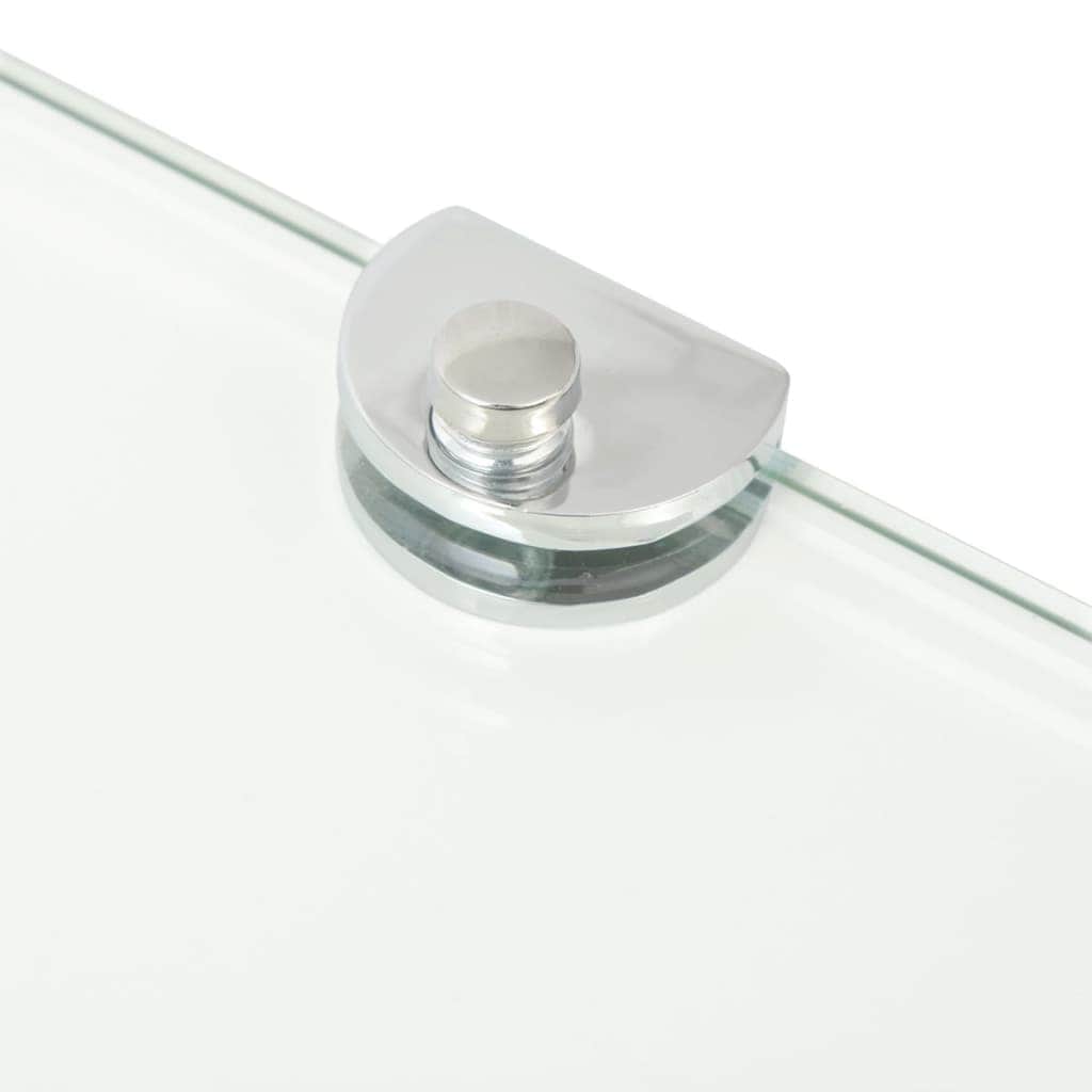 Corner Shelf with Chrome Supports Glass Clear