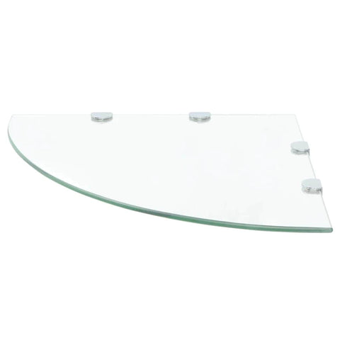 Corner Shelf with Chrome Supports Glass Clear
