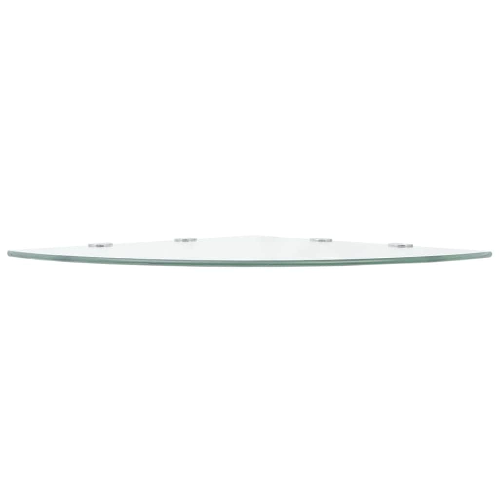 Corner Shelf with Chrome Supports Glass Clear