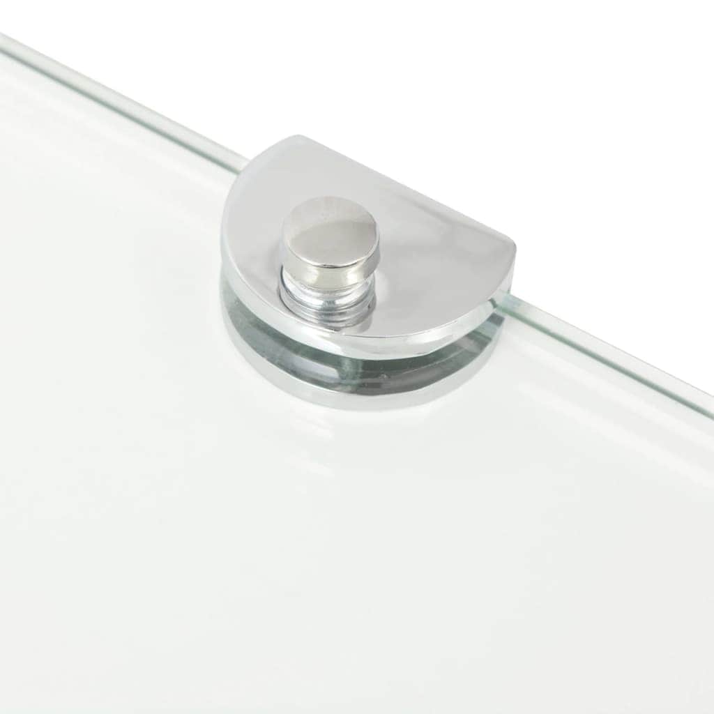 Corner Shelf with Chrome Supports Glass Clear