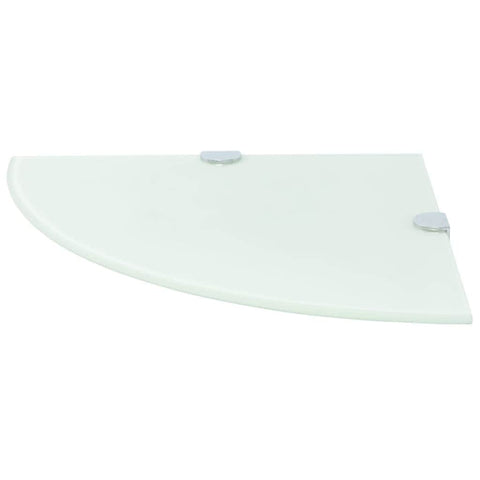 Corner Shelf with Chrome Supports Glass White