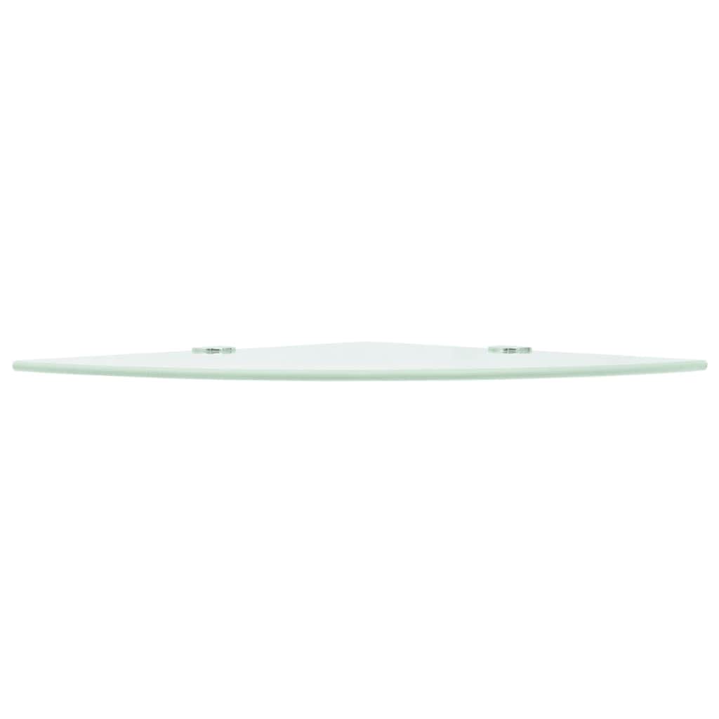 Corner Shelf with Chrome Supports Glass White