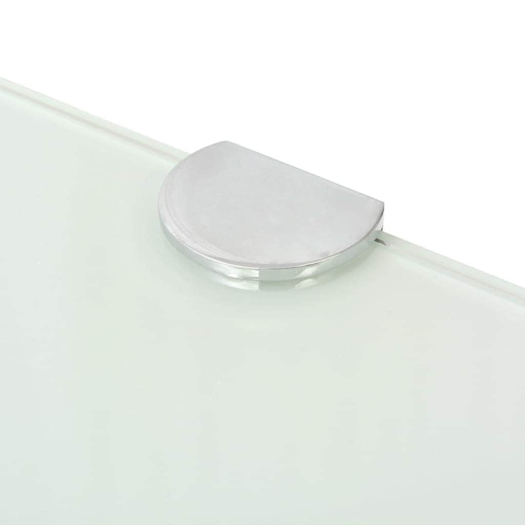 Corner Shelf with Chrome Supports Glass White