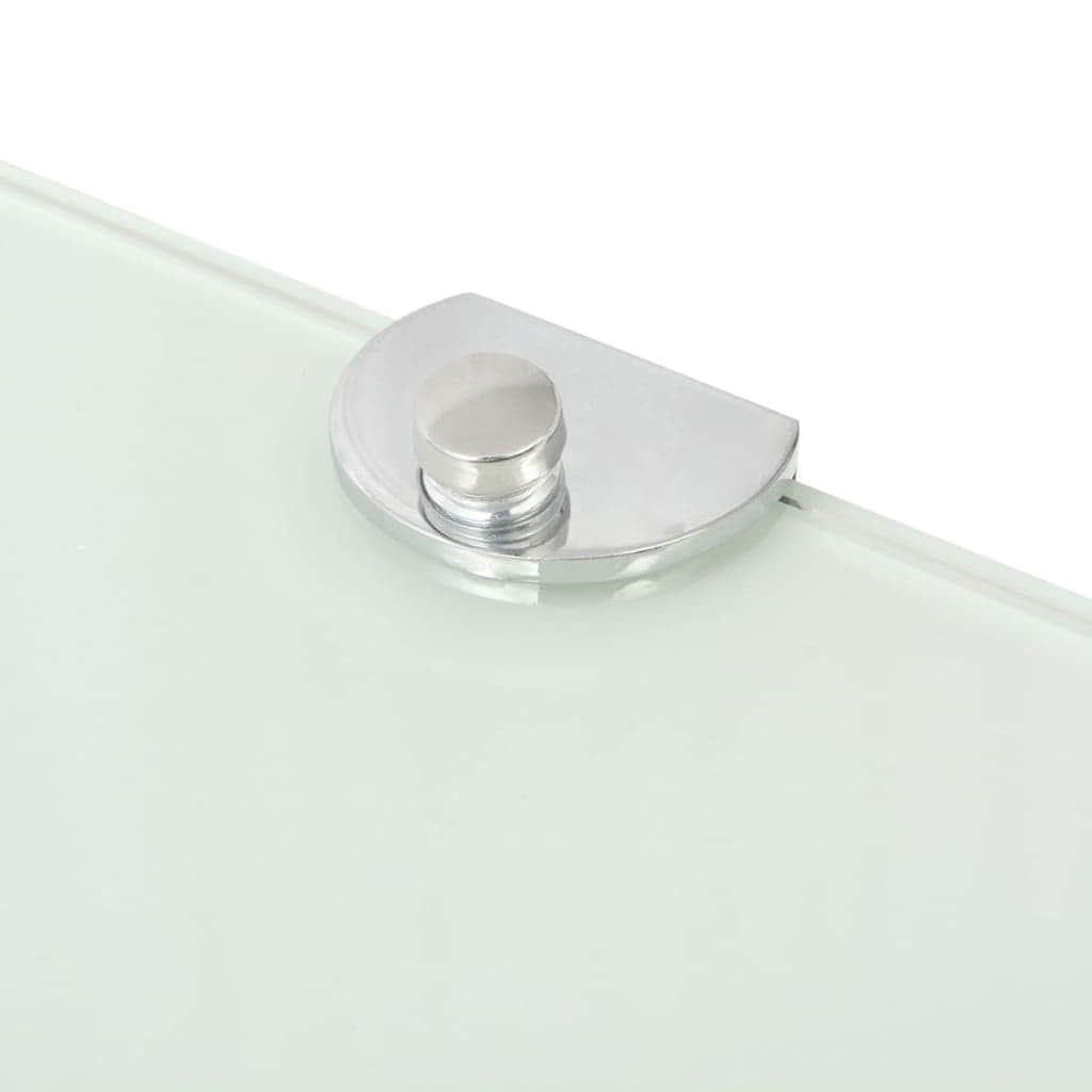 Corner Shelf with Chrome Supports Glass White
