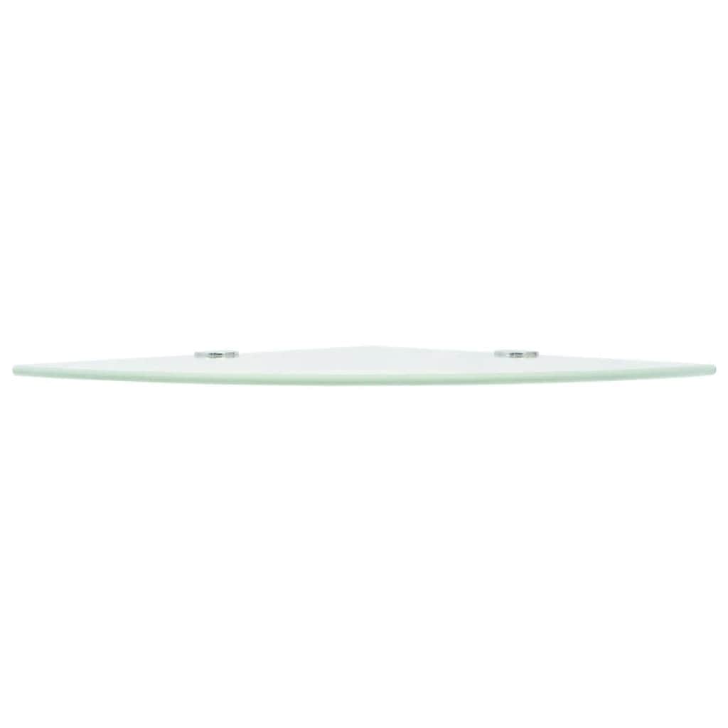 Corner Shelf with Chrome Supports Glass  White