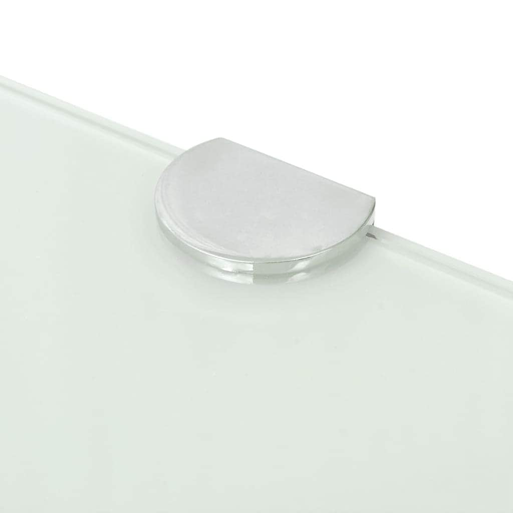 Corner Shelf with Chrome Supports Glass  White
