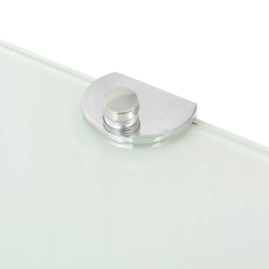 Corner Shelf with Chrome Supports Glass  White