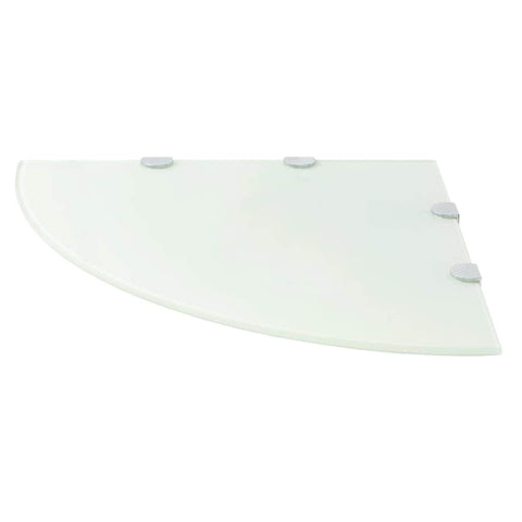 Corner Shelf with Chrome Supports Glass White
