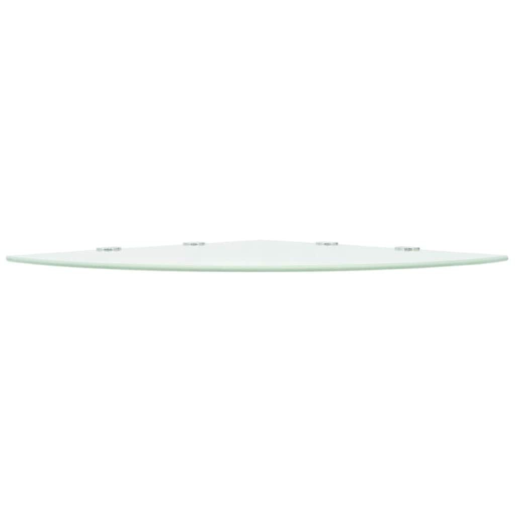 Corner Shelf with Chrome Supports Glass White