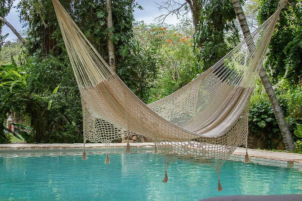 Cotton Hammock With Crocheted Tassels - King Size Marble