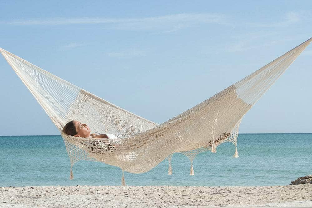 Cotton Hammock With Crocheted Tassels - King Size Marble