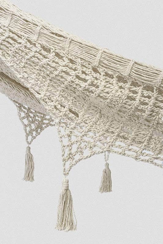 Cotton Hammock With Crocheted Tassels - King Size Marble