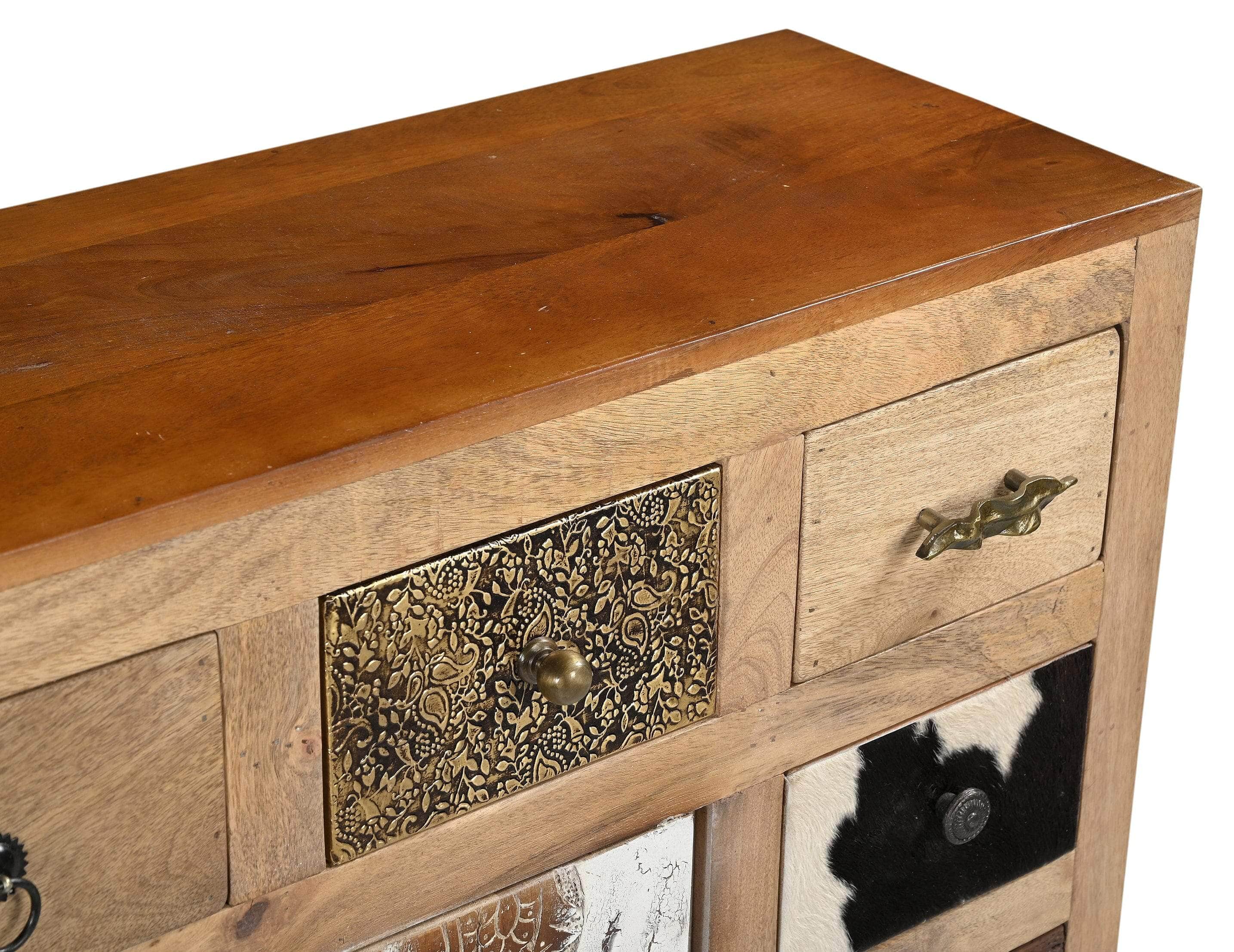 Cowhide Patchwork Chest Of Drawers