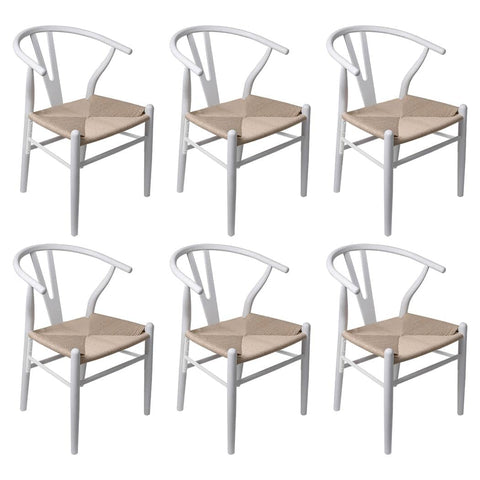 Cozy 6x Dining Chairs Wooden Hans White  Soft Cushion Classic