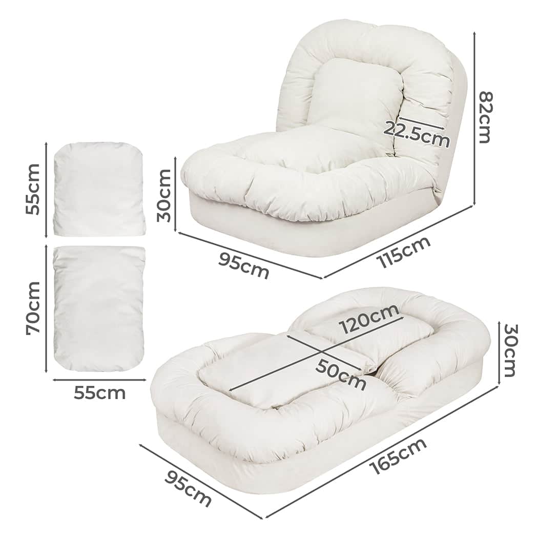 Cozy Convertible Lounge Floor Sofa Bed  Wood Finish Classic