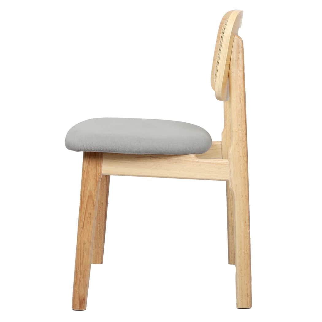 Cozy Dining Chair Wood Rattan Armless Natural x4  High Back Support