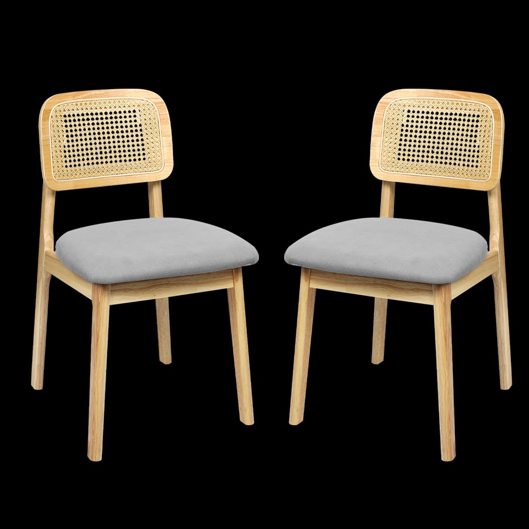 Cozy Dining Chair Wood Rattan Armless Natural x4  High Back Support