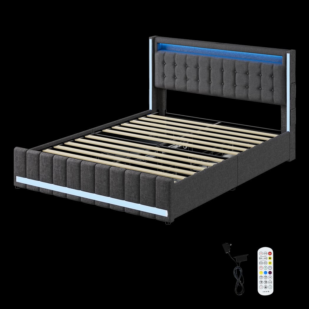 Double Bed Frame With Sturdy Slats And Easy Assembly For Bedroom