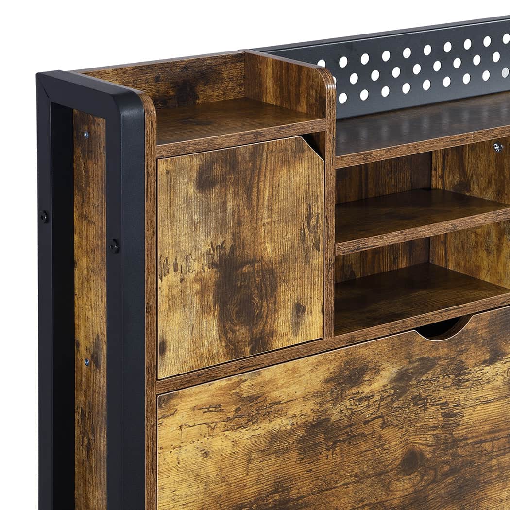 Cozy Double Bed Frame Storage Headboard Industrial  Sleek Modern Look