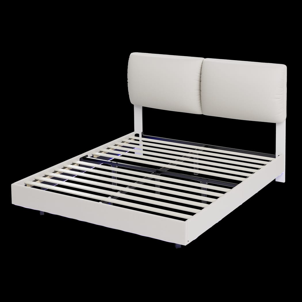 Double Floating Bed Frame With Sturdy Support