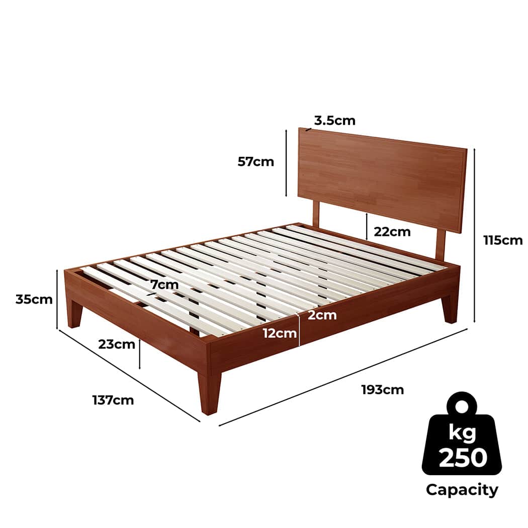 Cozy Double Rubberwood Bed Frame  Soft Cushion Classic Durable