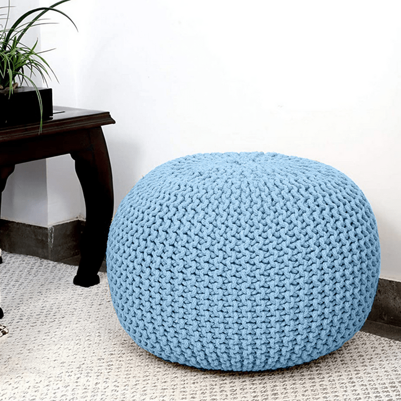 Cozy Hand-Knitted Ottoman Pouffe Footstool: Stylish Comfort