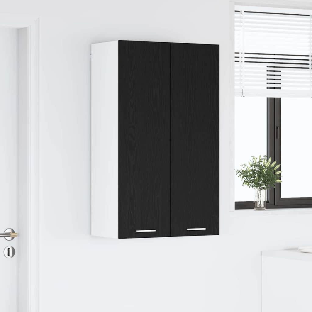 Cozy Hanging Cabinet Riga Black Oak Engineered Wood - Sleek Modern
