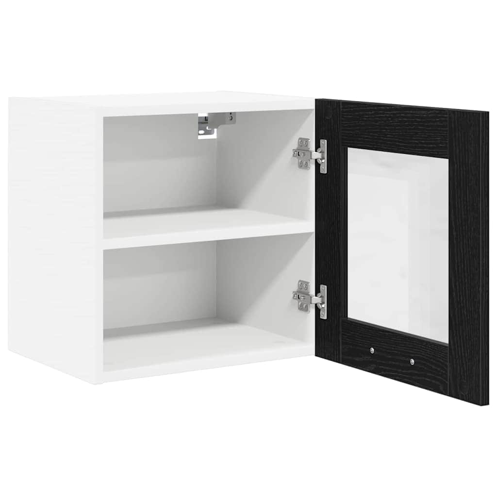 Cozy Hanging Cabinet with Shelf Riga 2 pcs Black Oak - Sturdy Frame