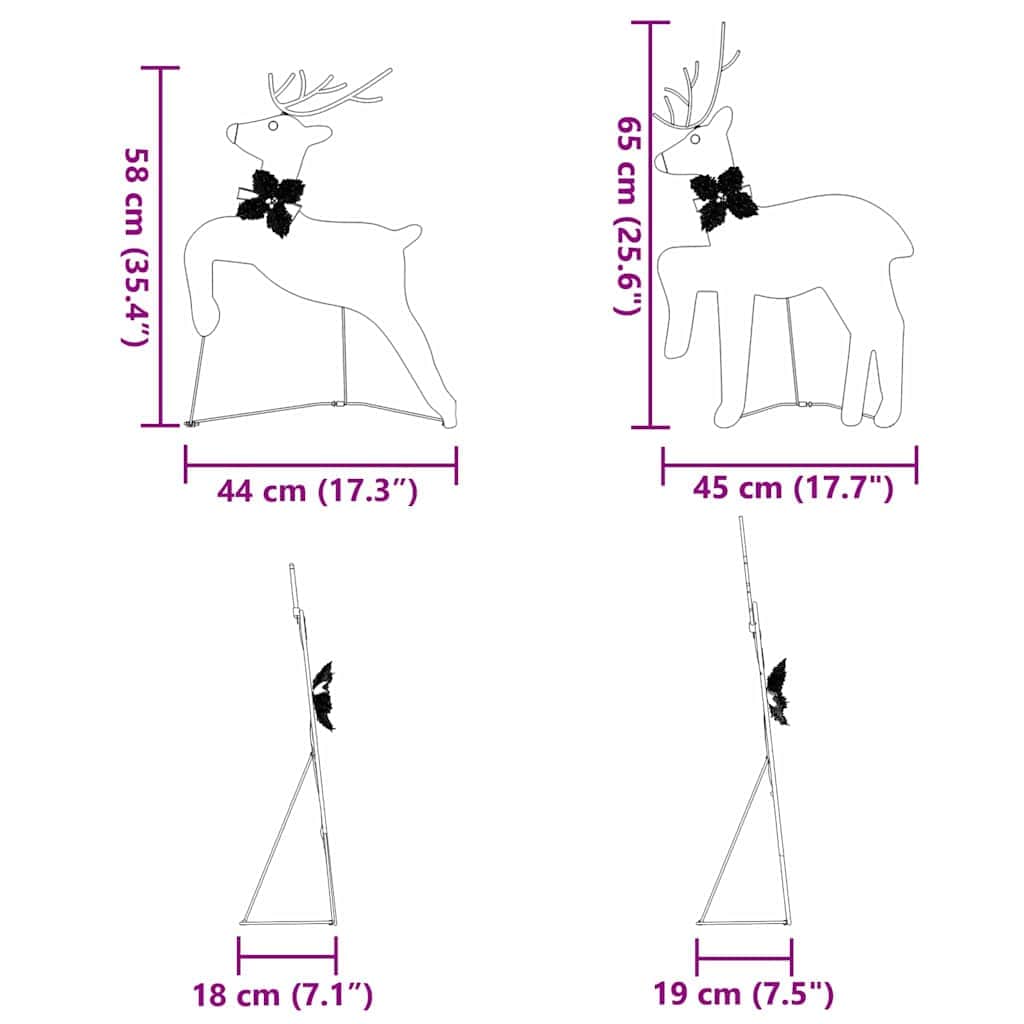 Cozy LED Reindeers 2 pcs Warm White Fabric - High Quality Build, 2vty