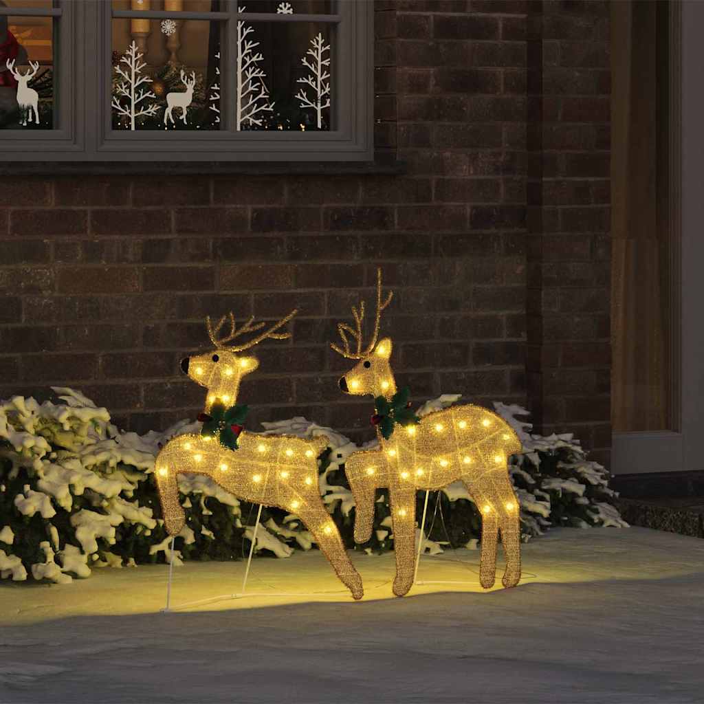 Cozy LED Reindeers 2 pcs Warm White Fabric - High Quality Build | White colour
