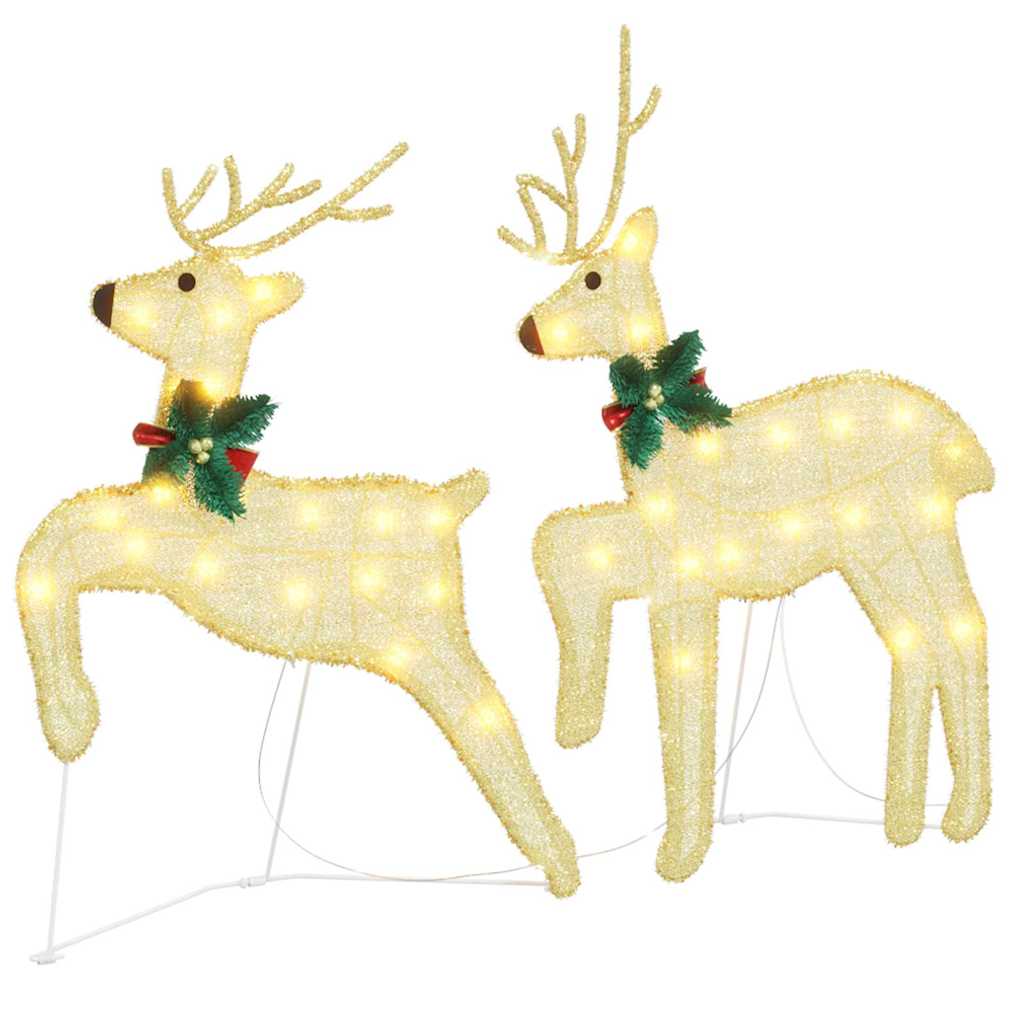 2 Pcs - Cozy LED Reindeers 2 pcs Warm White Fabric - High Quality Build