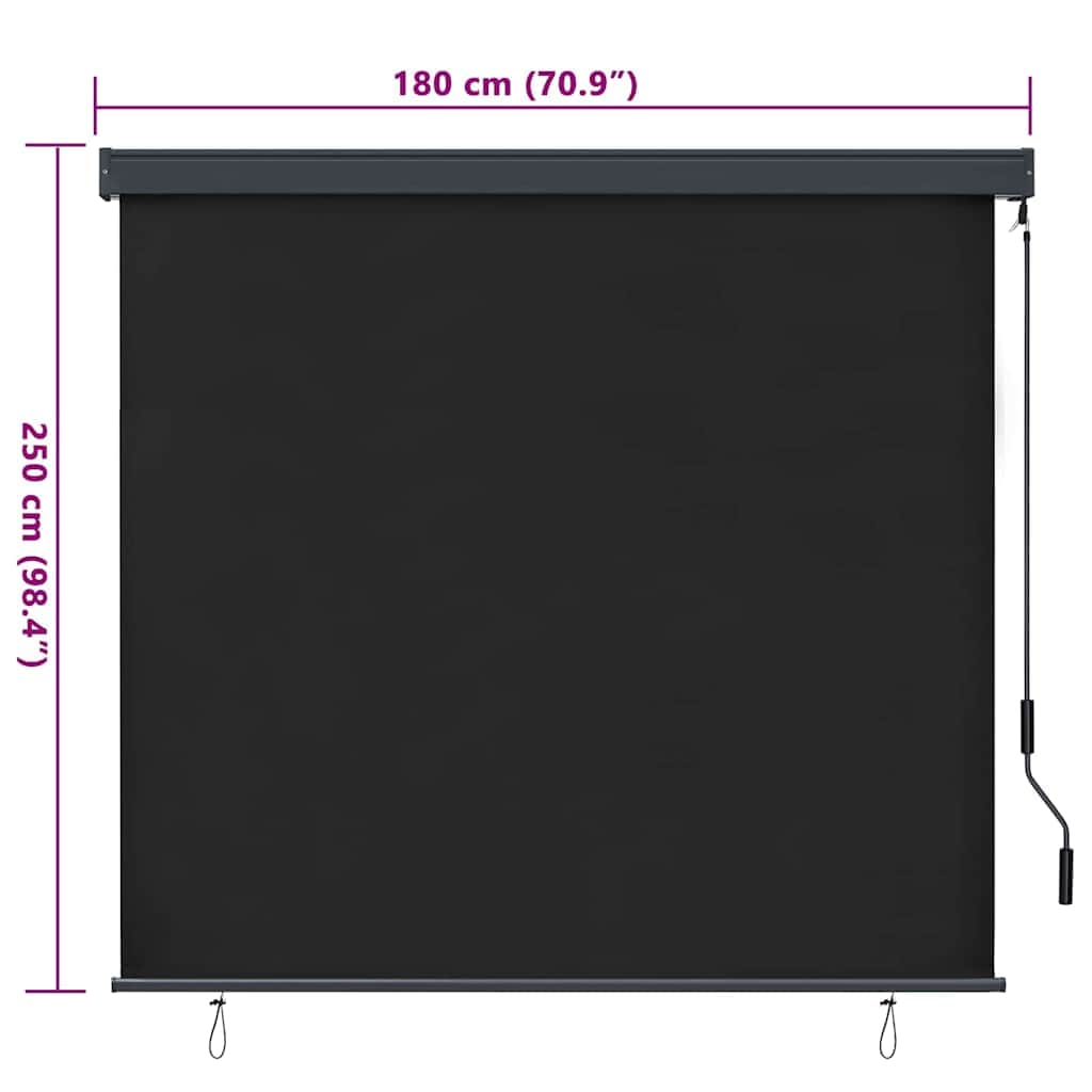 Cozy Outdoor Roller Blind Striped Anthracite Fabric - Premium Comfort with 1vty