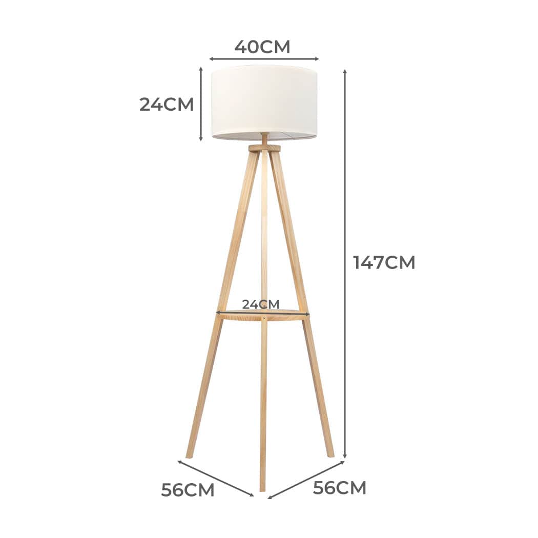 Cozy Tripod Floor Lamp with Shelf  Foldable Function Classic
