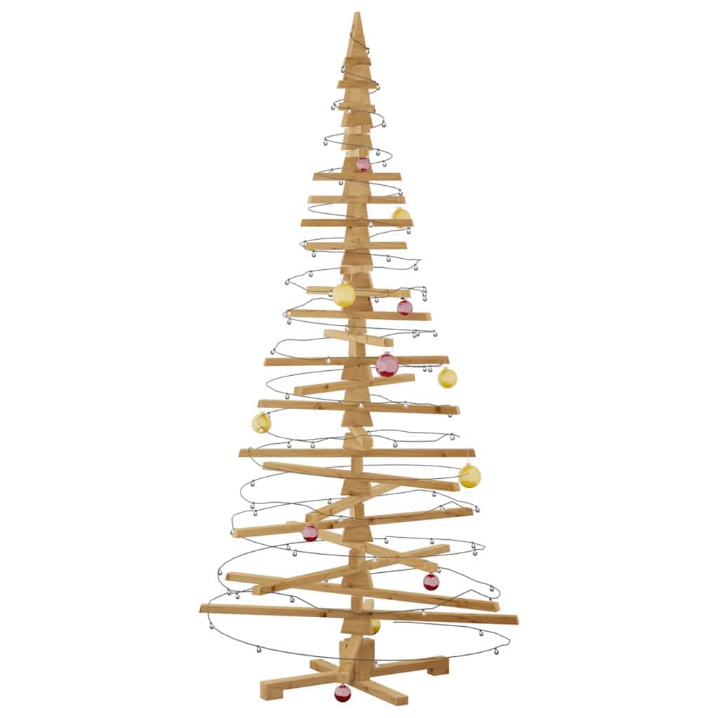 Cozy Wooden Christmas Tree with Stand Brown 210cm Solid pine wood - Soft