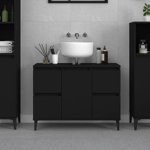 Crafted Vanity Storage Engineered Wood Cabinet Black