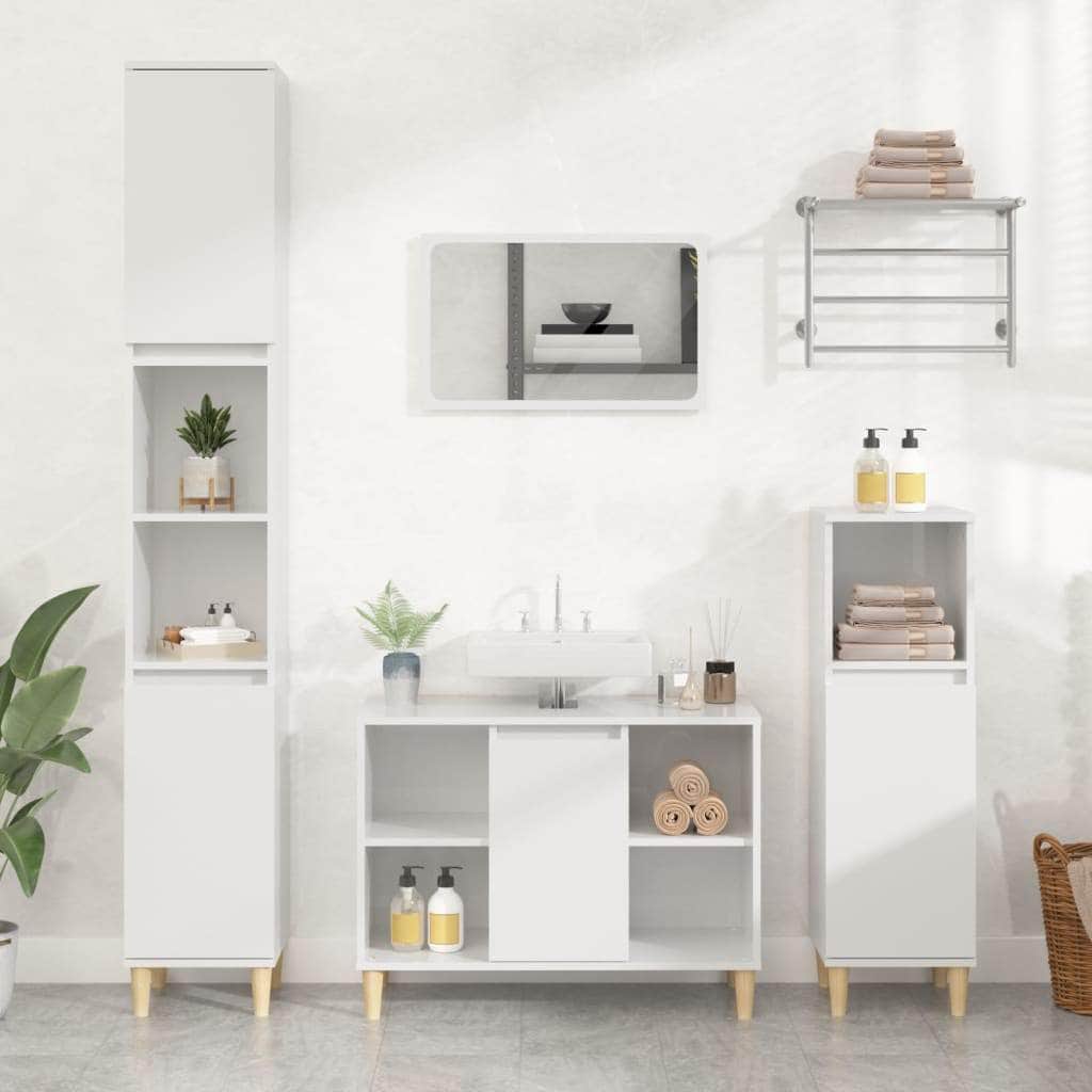 Crafted Vanity Storage Engineered Wood Cabinet White
