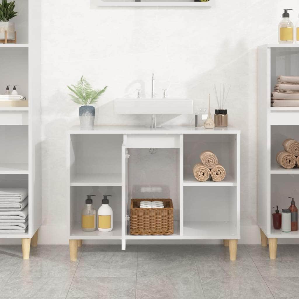 Crafted Vanity Storage Engineered Wood Cabinet White