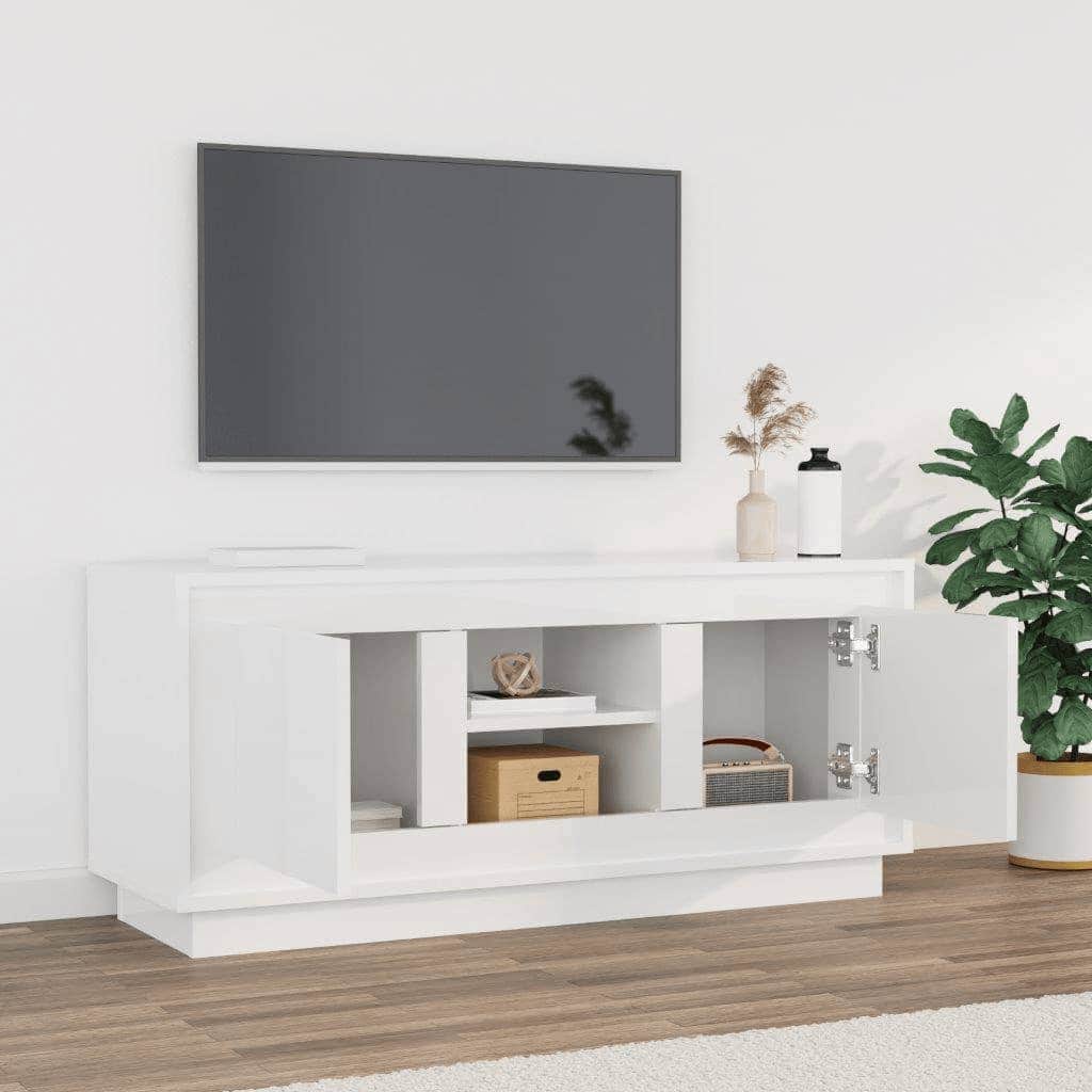 Crafted White Engineered Wood TV Cabinet for Stylish Interiors