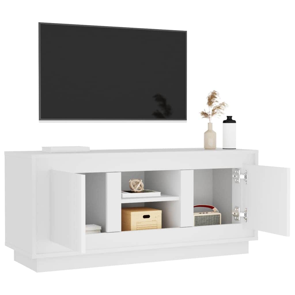 Crafted White Engineered Wood TV Cabinet for Stylish Interiors