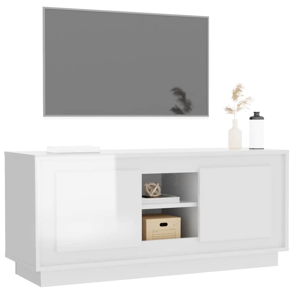 Crafted White Engineered Wood TV Cabinet for Stylish Interiors