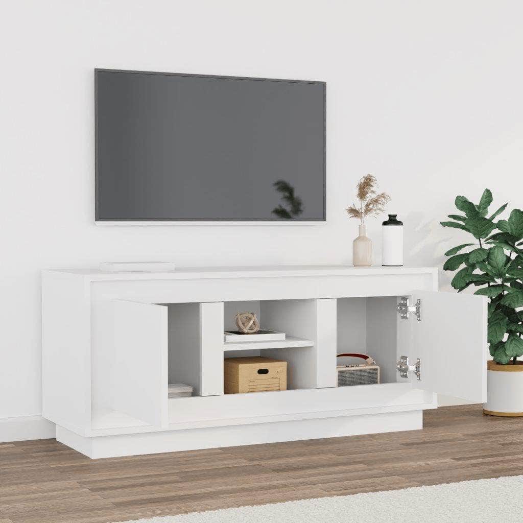 Crafted White Engineered Wood TV Cabinet for Stylish Interiors