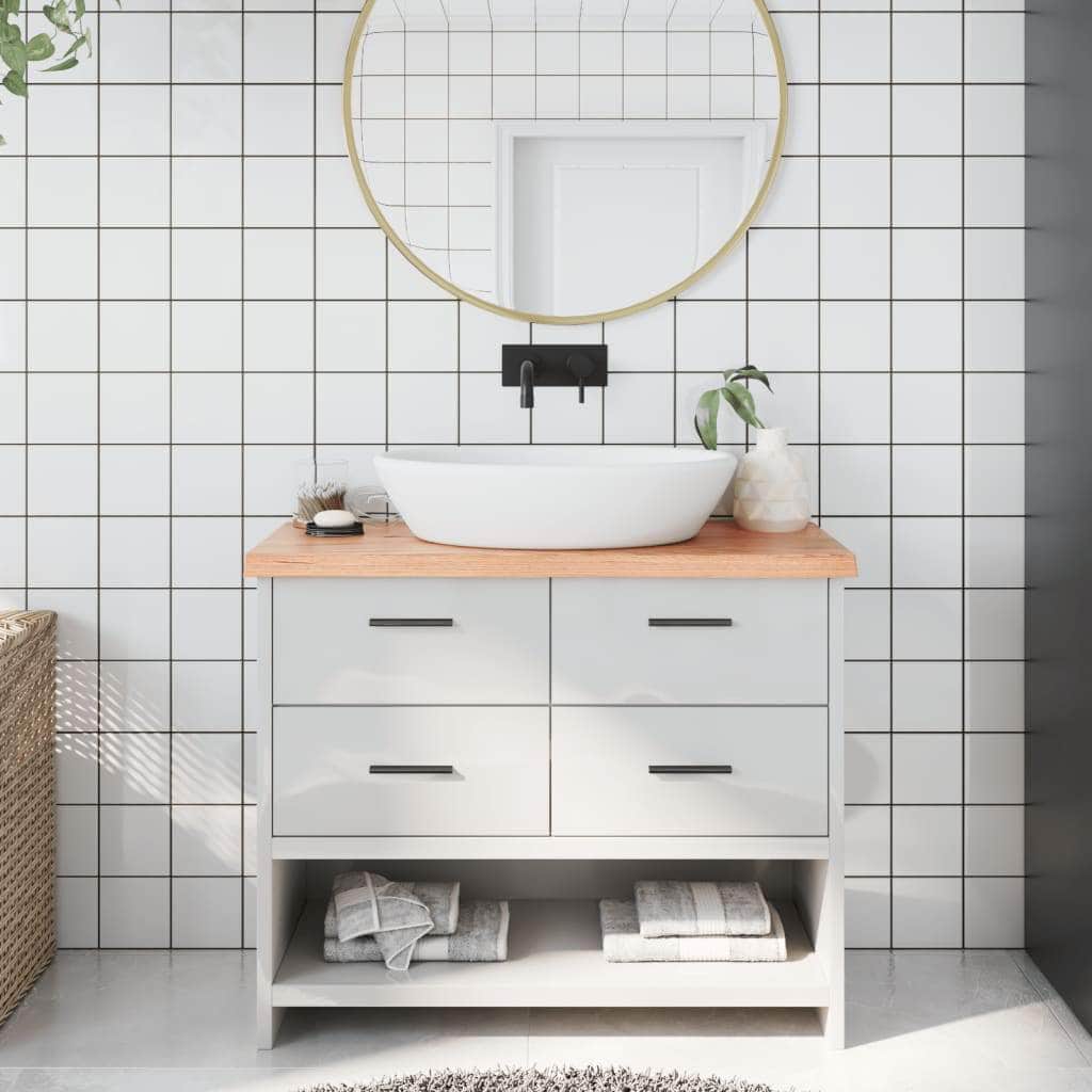 Craftsmanship: Light Brown Treated Solid Wood Bathroom
