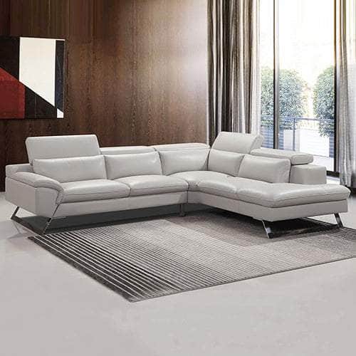Cream Leatherette 5-Seater Corner Sofa With Chaise