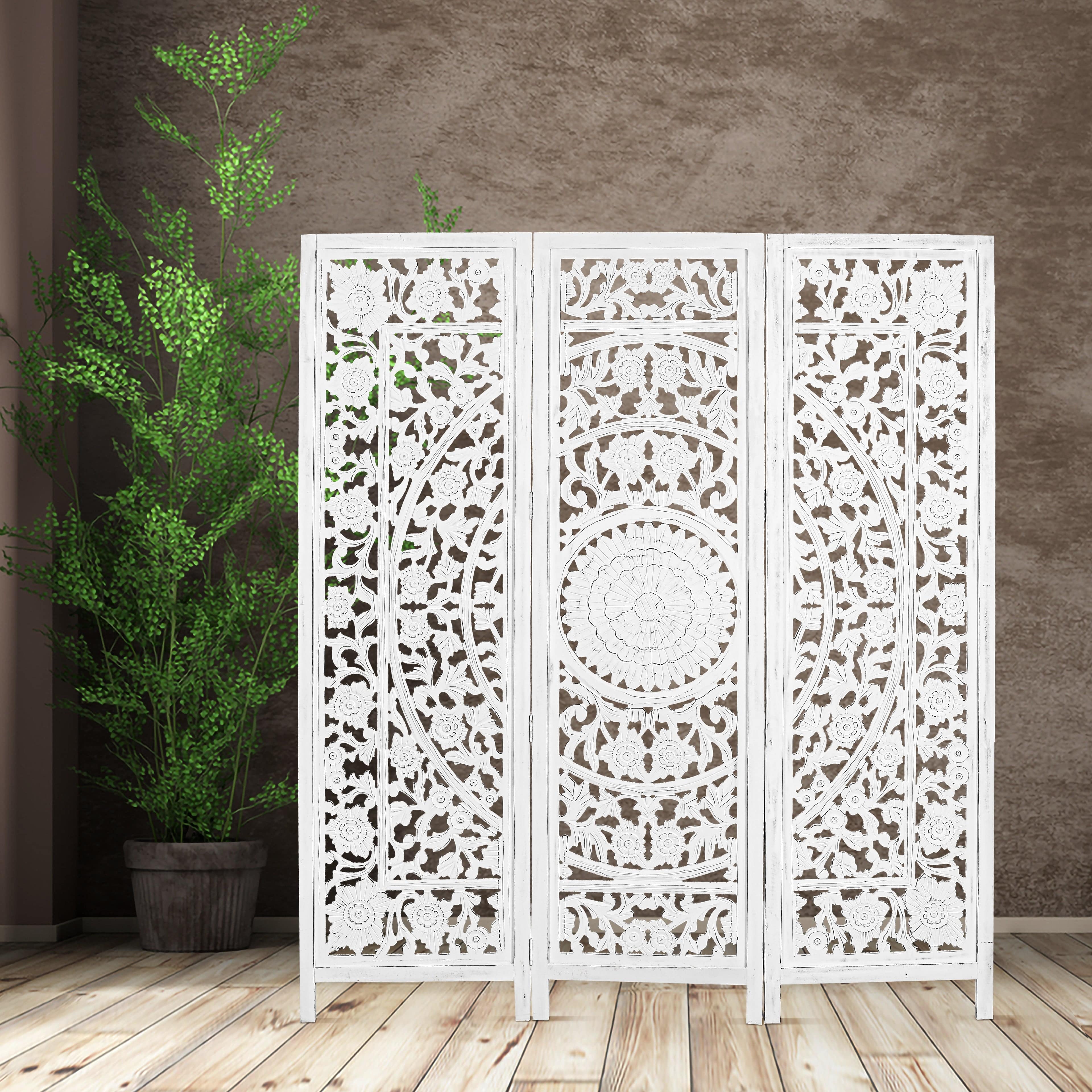 Create Privacy and Style with the Shoji Timber Wood Stand Room Divider - White